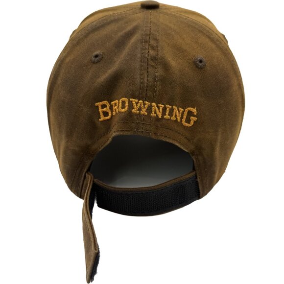 Browning Dura-Wax Solid Baseball Cap 308412881 Brown & Loop Closure 3-D Buckmark - Picture 8 of 11